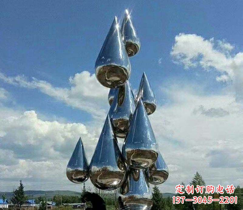 信阳不锈钢镜面大型水滴雕塑——艺术精美、精致优雅