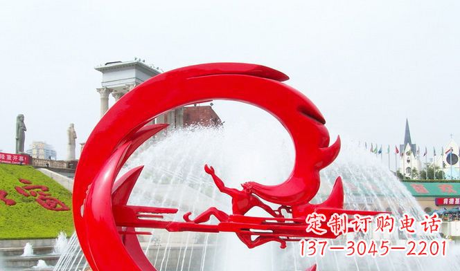 信阳夸父的传奇不锈钢雕塑