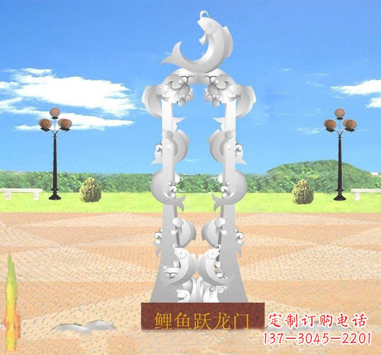信阳不锈钢鲤鱼跃龙门雕塑——传承传统文化的艺术瑰宝