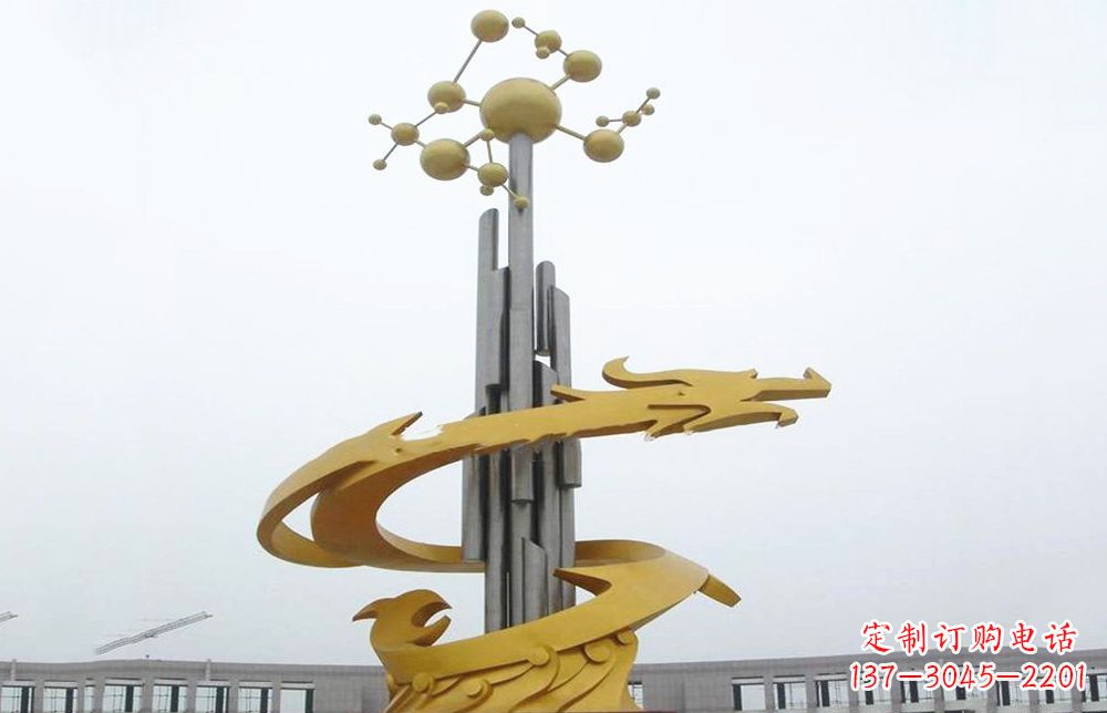 信阳龙雕塑——点缀不锈钢城市景观