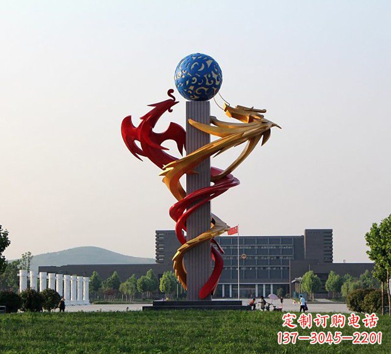 信阳不锈钢龙凤雕塑神秘而又神奇