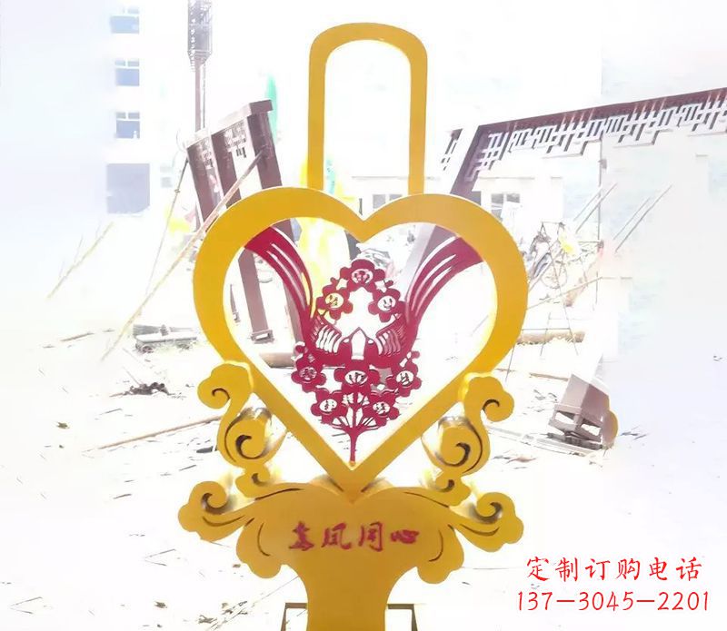 信阳不锈钢龙凤同心雕塑精美雕刻传递着浓浓爱意