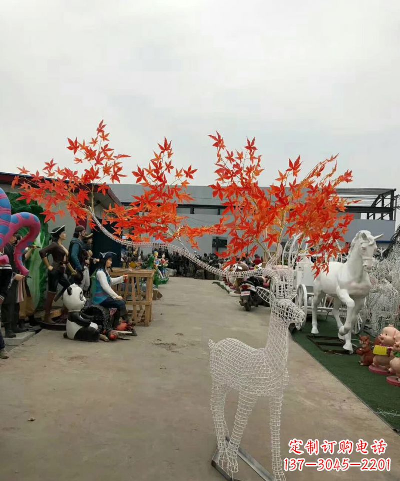 信阳不锈钢麋鹿雕塑精美的艺术品