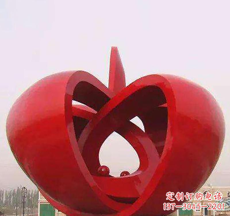 信阳不锈钢镂空苹果雕塑精致美观的艺术品