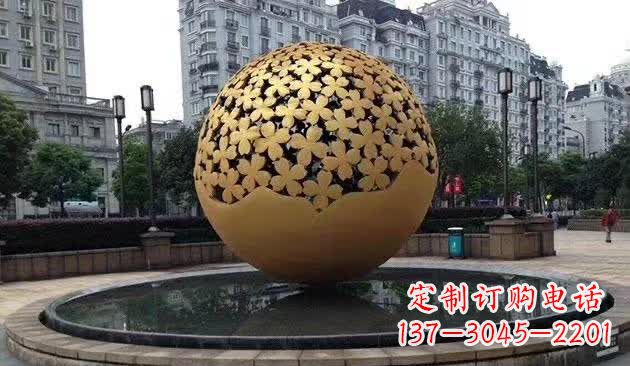 信阳不锈钢镂空球喷泉雕塑——精致美观