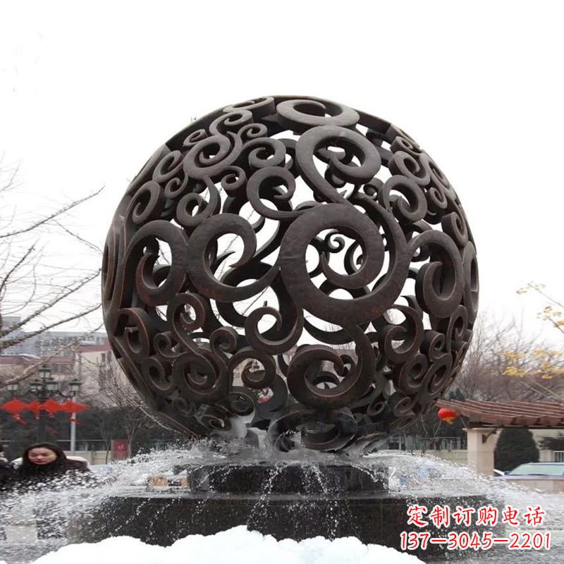 信阳不锈钢镂空球水景喷泉雕塑