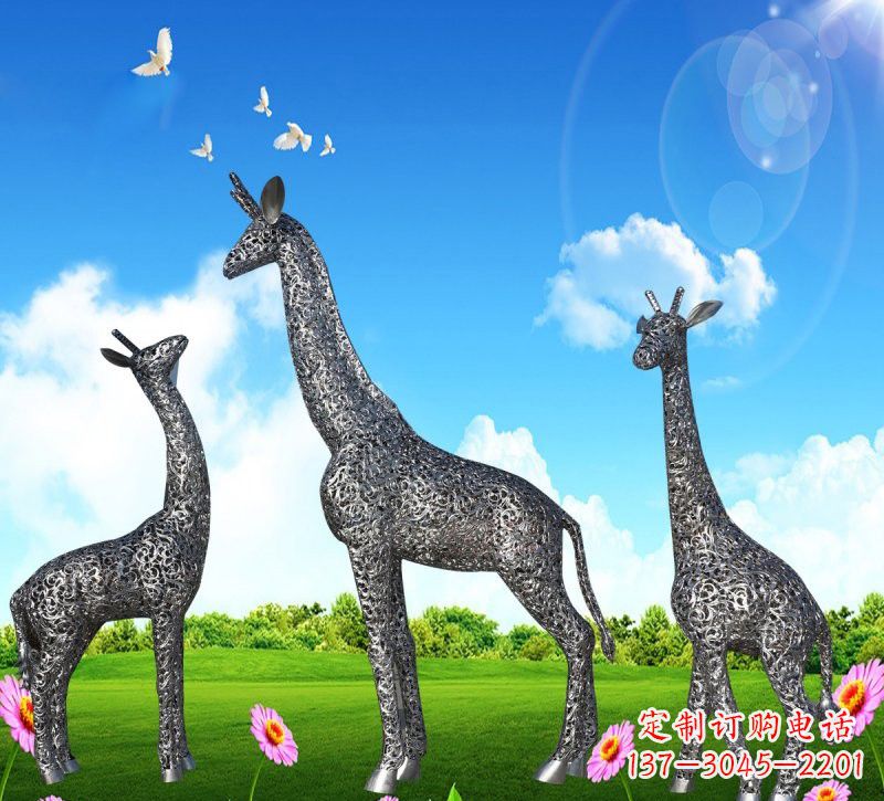 信阳不锈钢长颈鹿雕塑优雅美观的艺术品