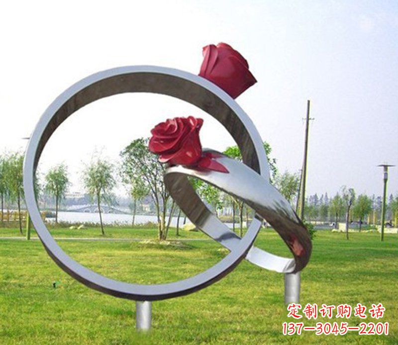 信阳不锈钢玫瑰戒指雕塑