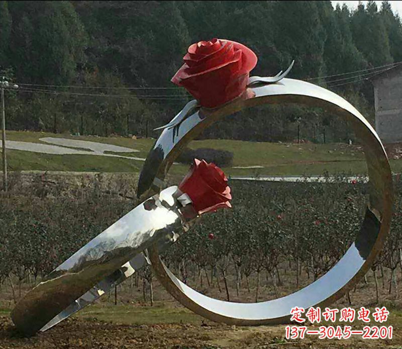 信阳不锈钢玫瑰雕塑精美的艺术珍品