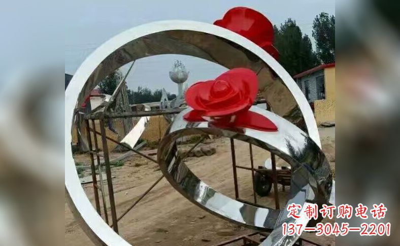信阳不锈钢玫瑰花戒指雕塑