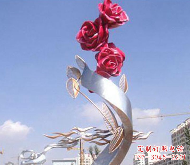 信阳不锈钢玫瑰雕塑精美的艺术品