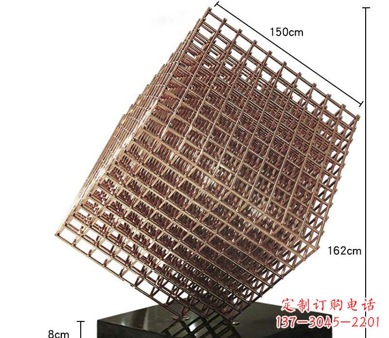 信阳玫瑰金色几何雕塑