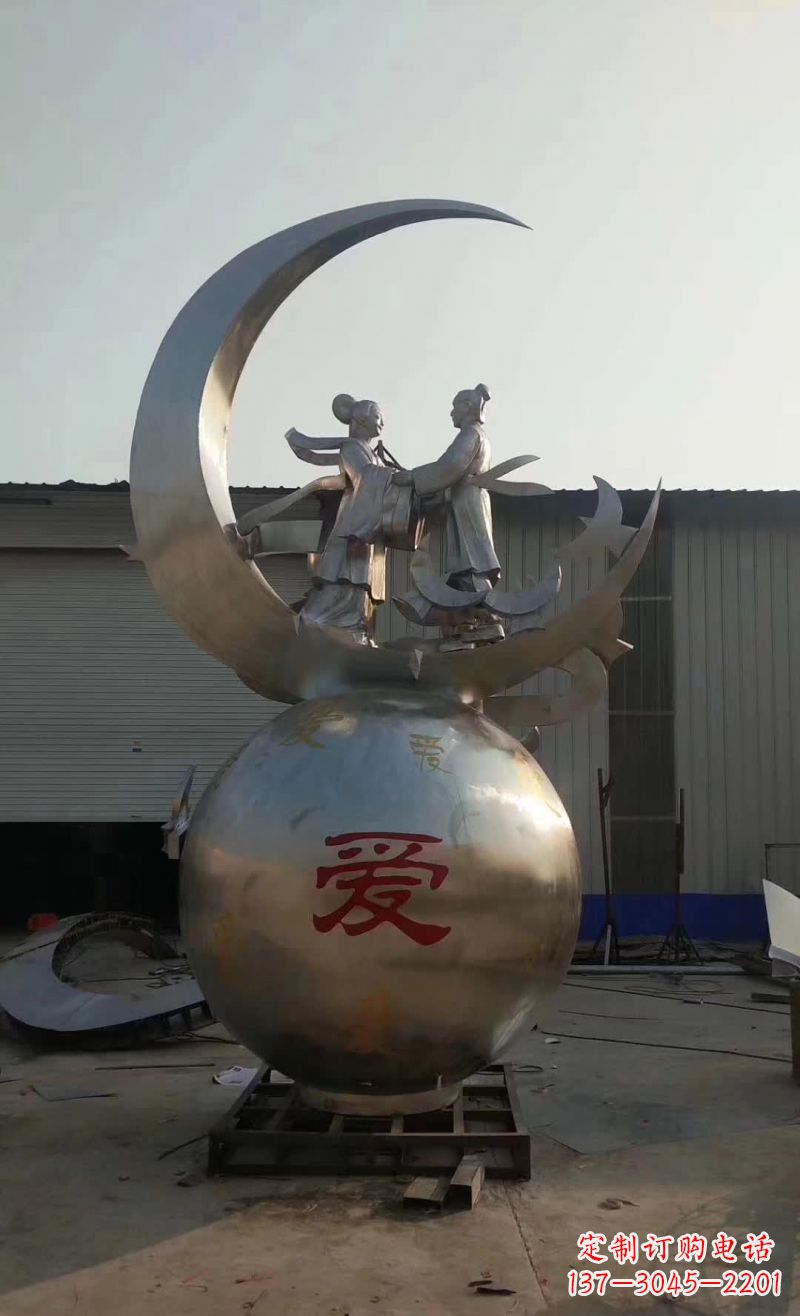 信阳不锈钢牛郎织女雕塑传承爱情的象征