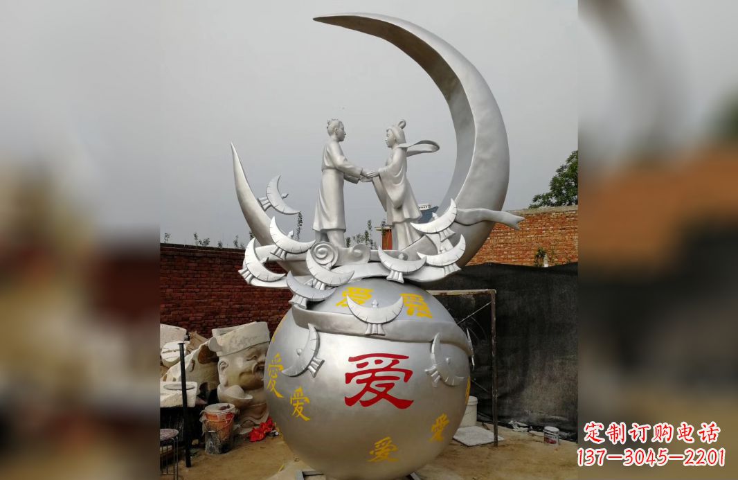 信阳不锈钢牛郎织女雕塑爱情永存