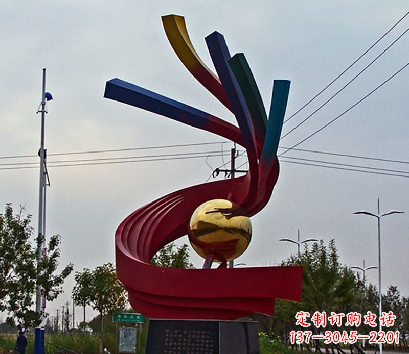 信阳不锈钢飘带雕塑艺术与自然的完美结合