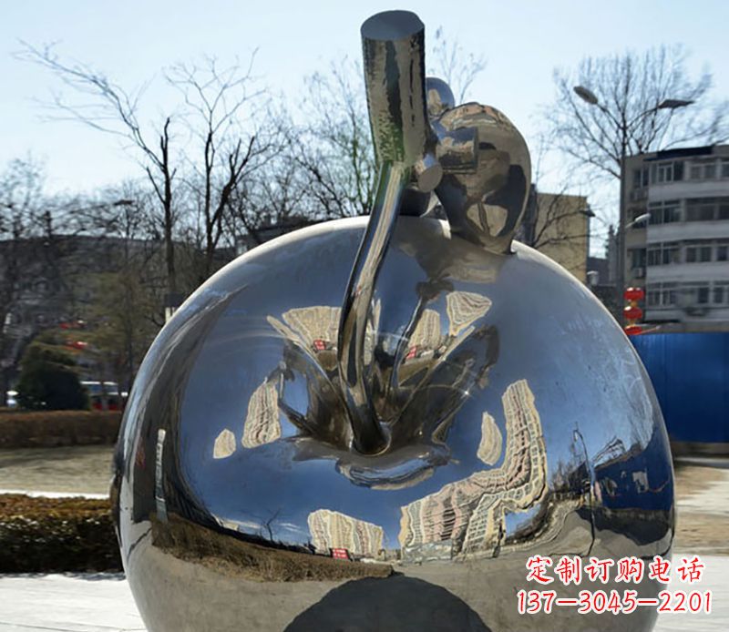 信阳不锈钢苹果镜面雕塑精美绝伦