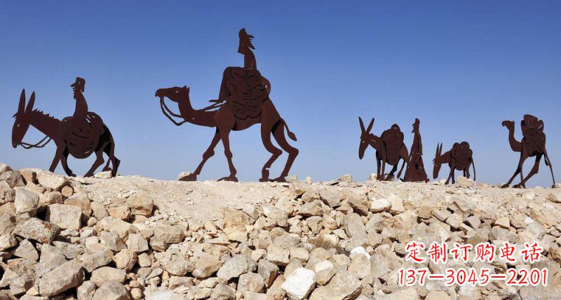 信阳不锈钢骆驼雕塑传承古代传统