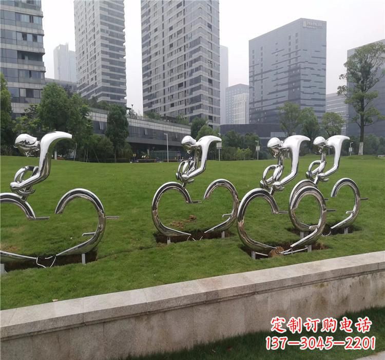 信阳不锈钢自行车雕塑美丽的艺术绽放