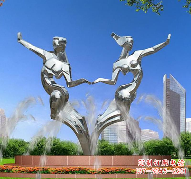 信阳不锈钢情侣雕塑浪漫永恒的象征