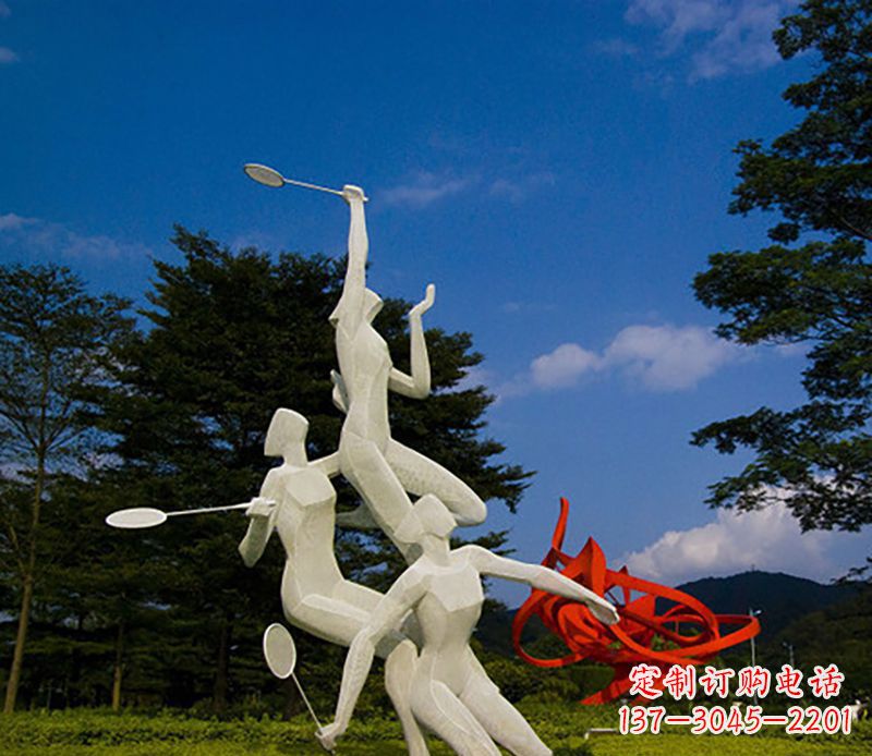 信阳不锈钢羽毛球雕塑精美线条展现体育热情