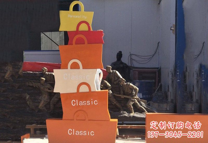 信阳不锈钢购物袋雕塑