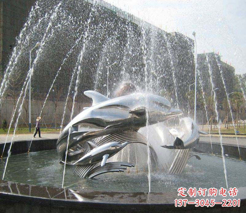 信阳不锈钢商场大型景观鱼喷泉展现雕塑之美