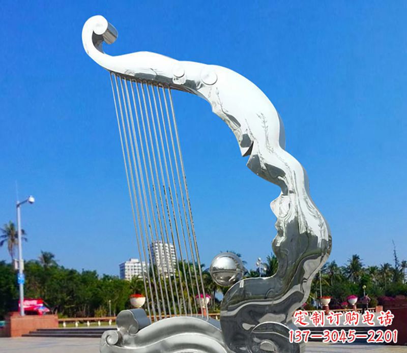 信阳不锈钢竖琴雕塑——传承古典音乐之美