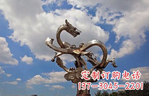 信阳不锈钢双龙戏珠雕塑——千古传说的艺术瑰宝