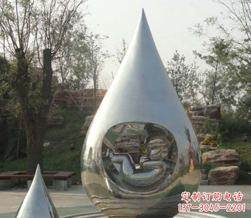 信阳不锈钢水滴雕塑精致简约的艺术之美