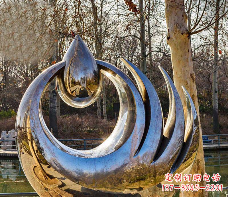 信阳不锈钢水滴雕塑给园林带来流动的美