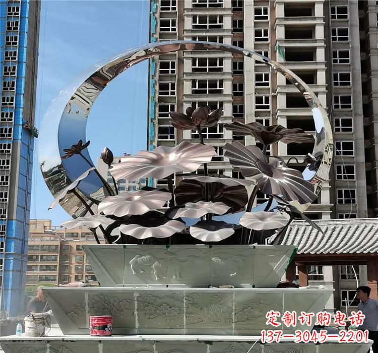 信阳不锈钢荷花雕塑把宁静的自然融入城市