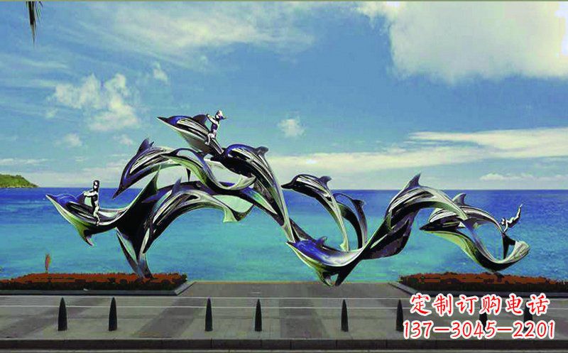 信阳不锈钢海豚广场雕塑——精致而又活泼