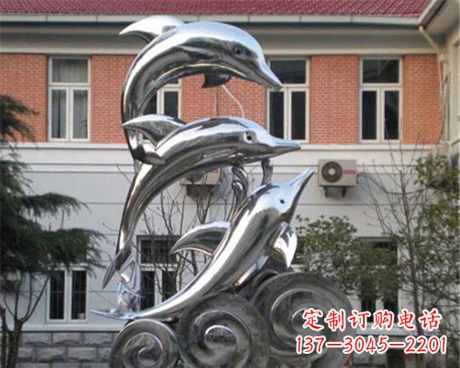信阳不锈钢海豚雕塑跳跃的海洋精灵