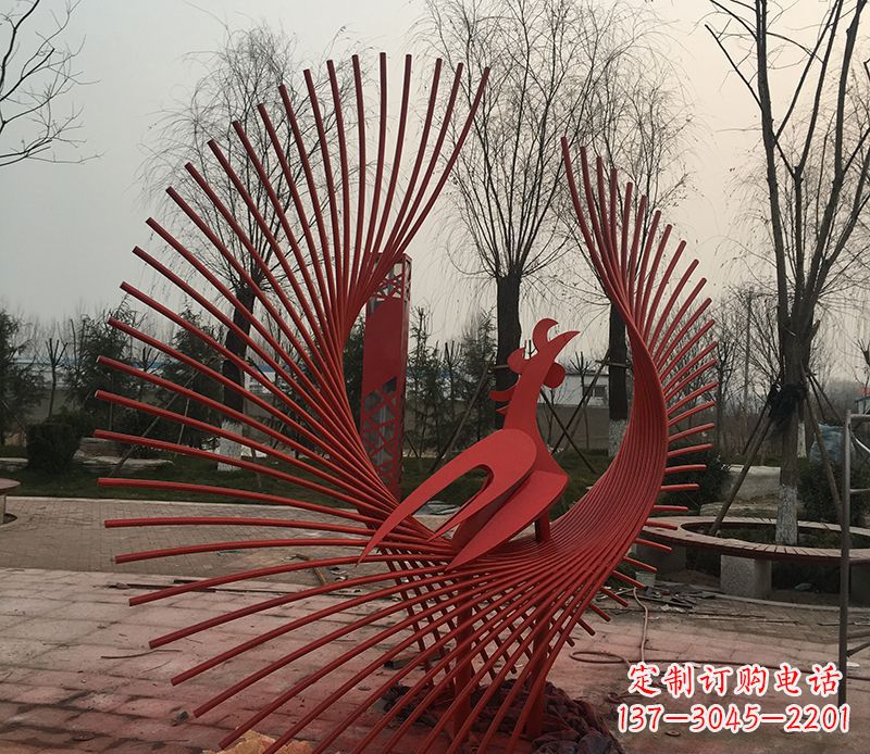 信阳不锈钢网状凤凰雕塑精美的艺术之作