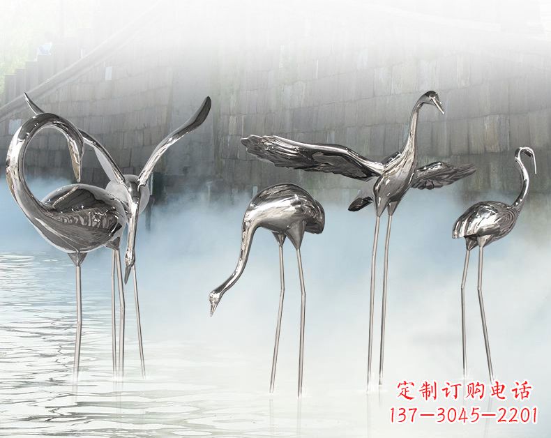 信阳不锈钢仙鹤飞鸟雕塑传承传统文化