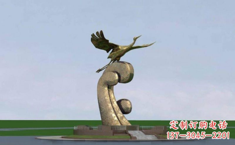 信阳不锈钢仙鹤雕塑象征着美丽和宁静