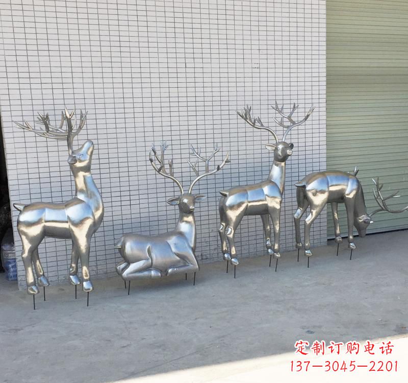 信阳不锈钢梅花鹿雕塑传承美丽的自然