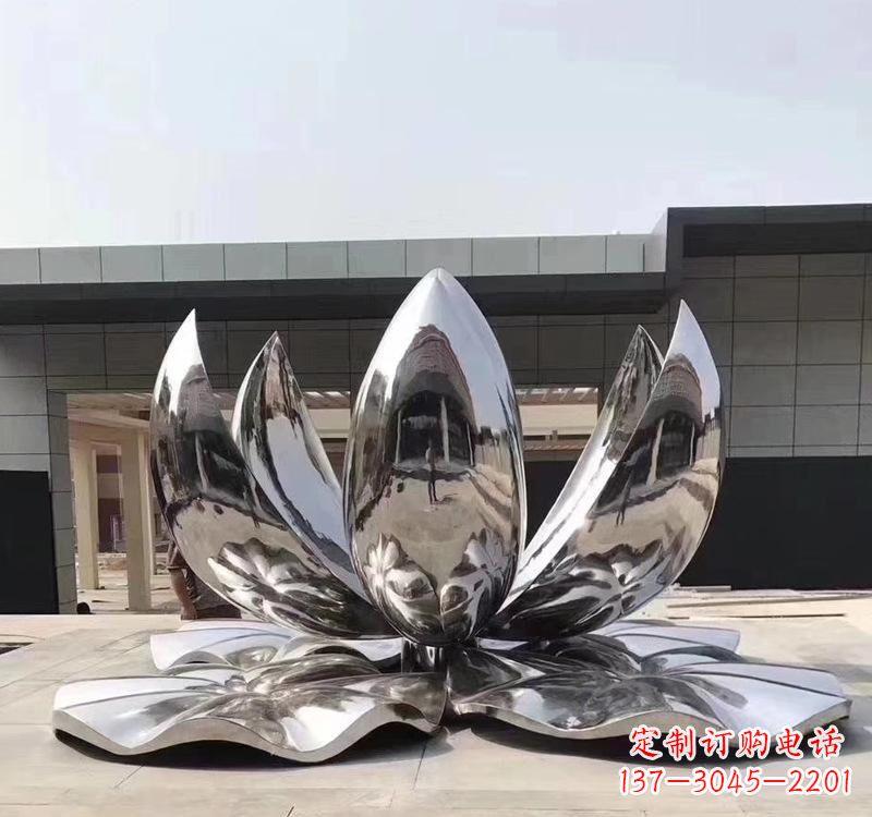 信阳不锈钢现代镜面荷花雕塑精美绝伦
