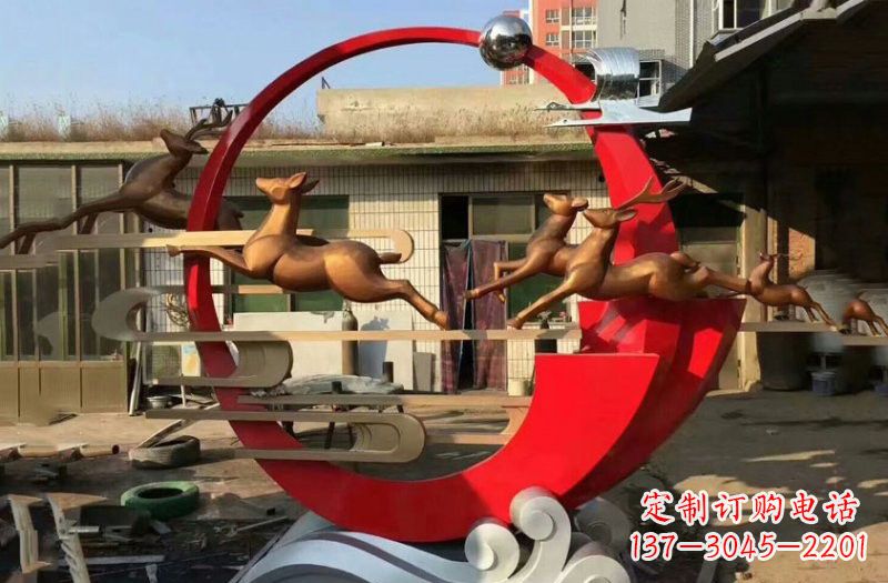 信阳不锈钢制作的梅花鹿雕塑