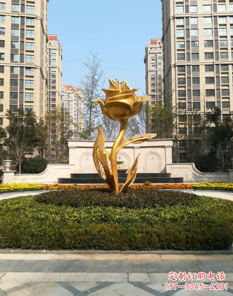 信阳不锈钢小区玫瑰花雕塑浓郁情感的视觉体验