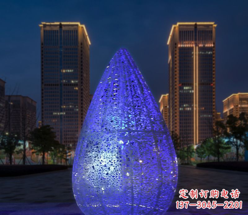 信阳不锈钢小区照明美轮美奂的水滴雕塑