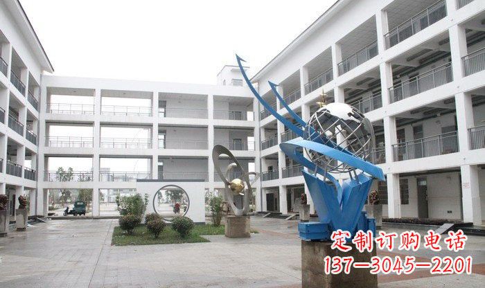 信阳不锈钢地球雕塑缔造美丽的校园