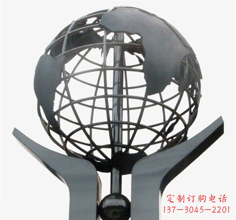 信阳象征地球一体的不锈钢校园手托地球雕塑