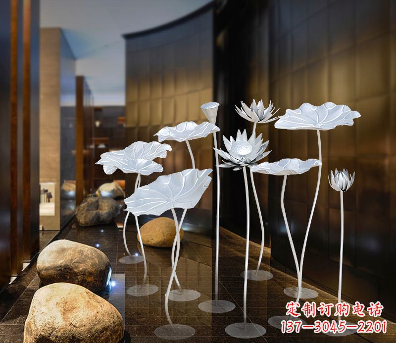 信阳不锈钢银色荷花雕塑精美外形魅力无限