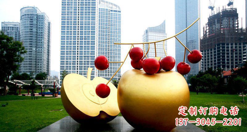 信阳不锈钢苹果雕塑,添彩公园景观
