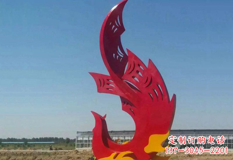 信阳凤凰雕塑传承不锈钢园林艺术