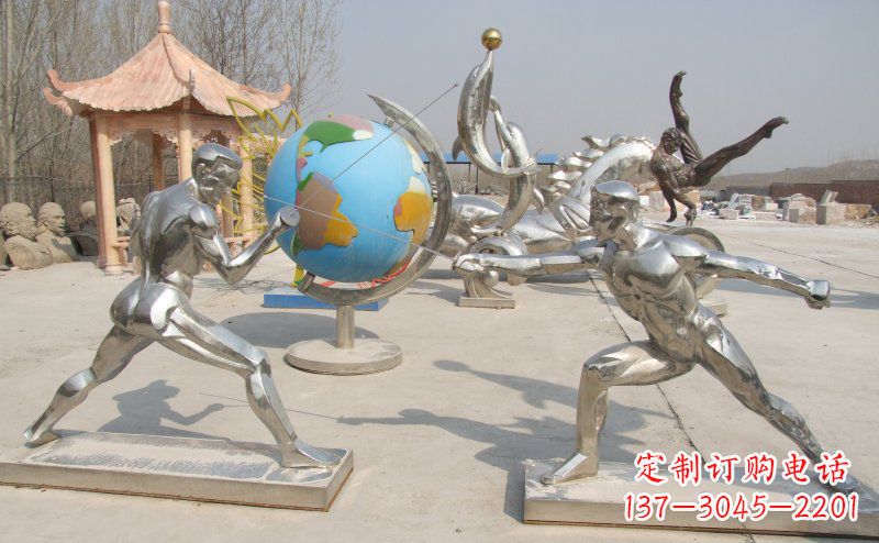 信阳勇敢者的身影——不锈钢运动员击剑雕塑