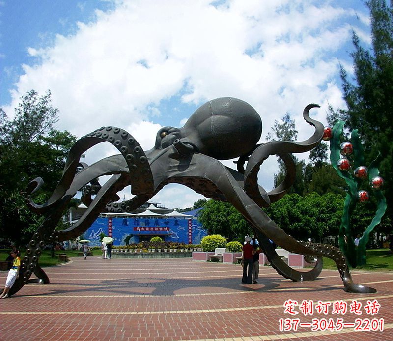 信阳不锈钢章鱼雕塑精美艺术品