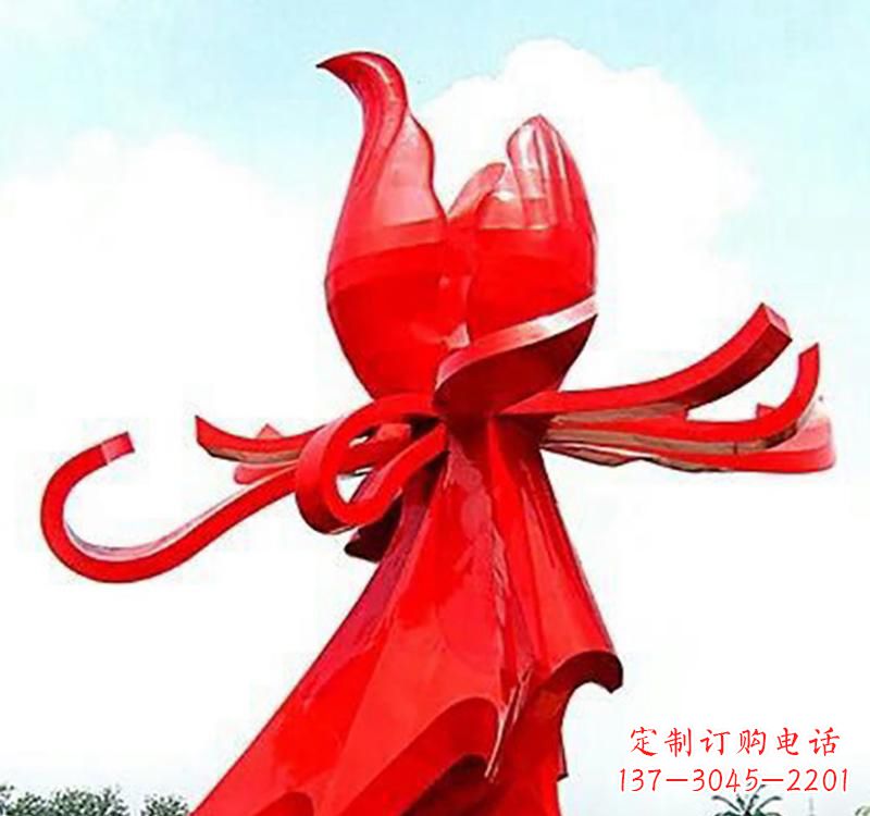信阳不锈钢玫瑰雕塑,传递爱与和平
