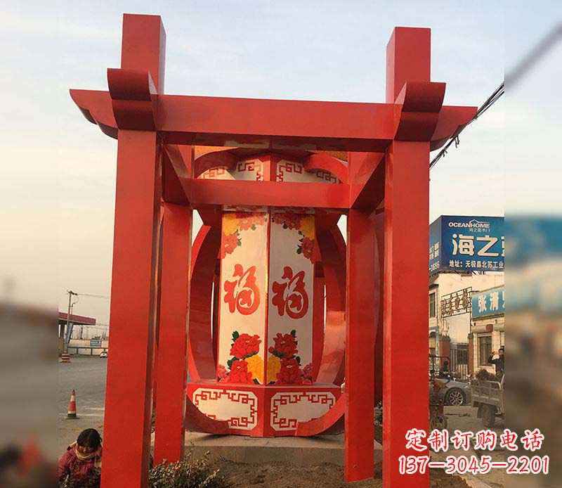 信阳不锈钢灯笼雕塑——点亮中国梦